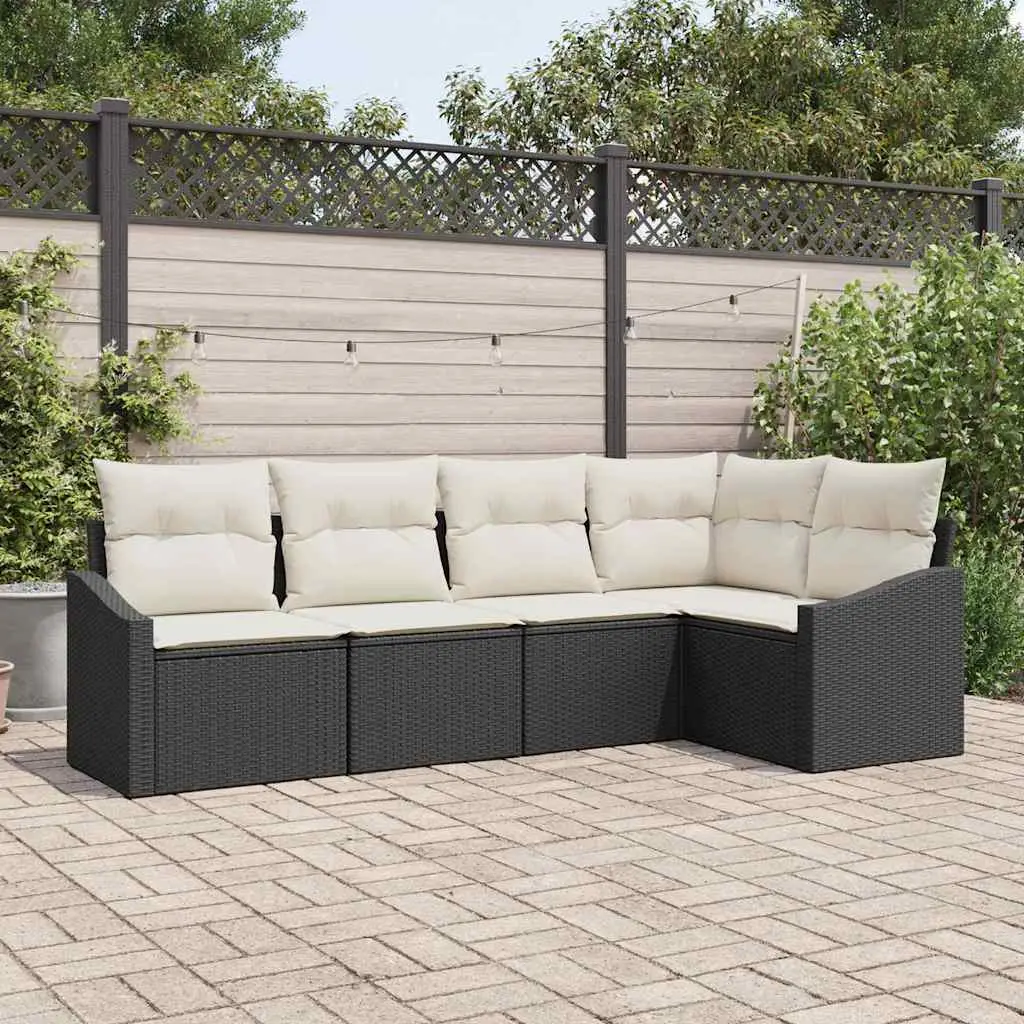 Ensemble de Canapés avec coussin 5 pcs Noir polyrotin vidaXL 3346717