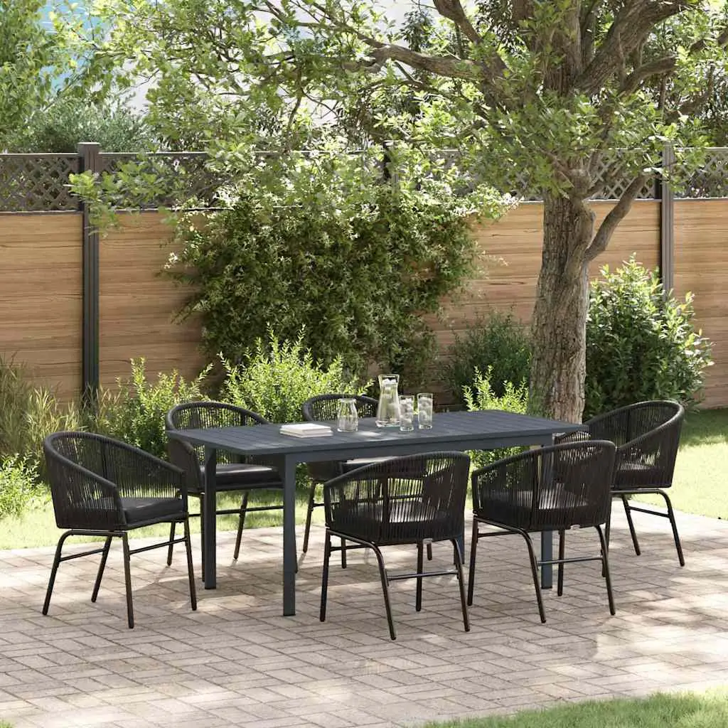 Ensemble de salle à manger pour jardin 7 pcs Noir polyrotin vidaXL 3378824