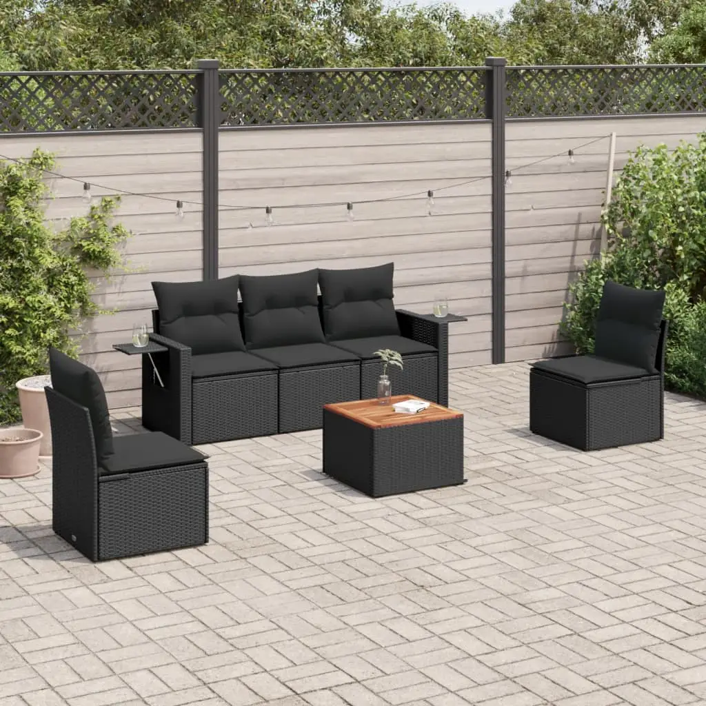 Ensemble de Jardin Modulable 6 Pièces en Poly Rotin Noir pour 5 Personnes Extérieur – ComfortXL Outdoor Living