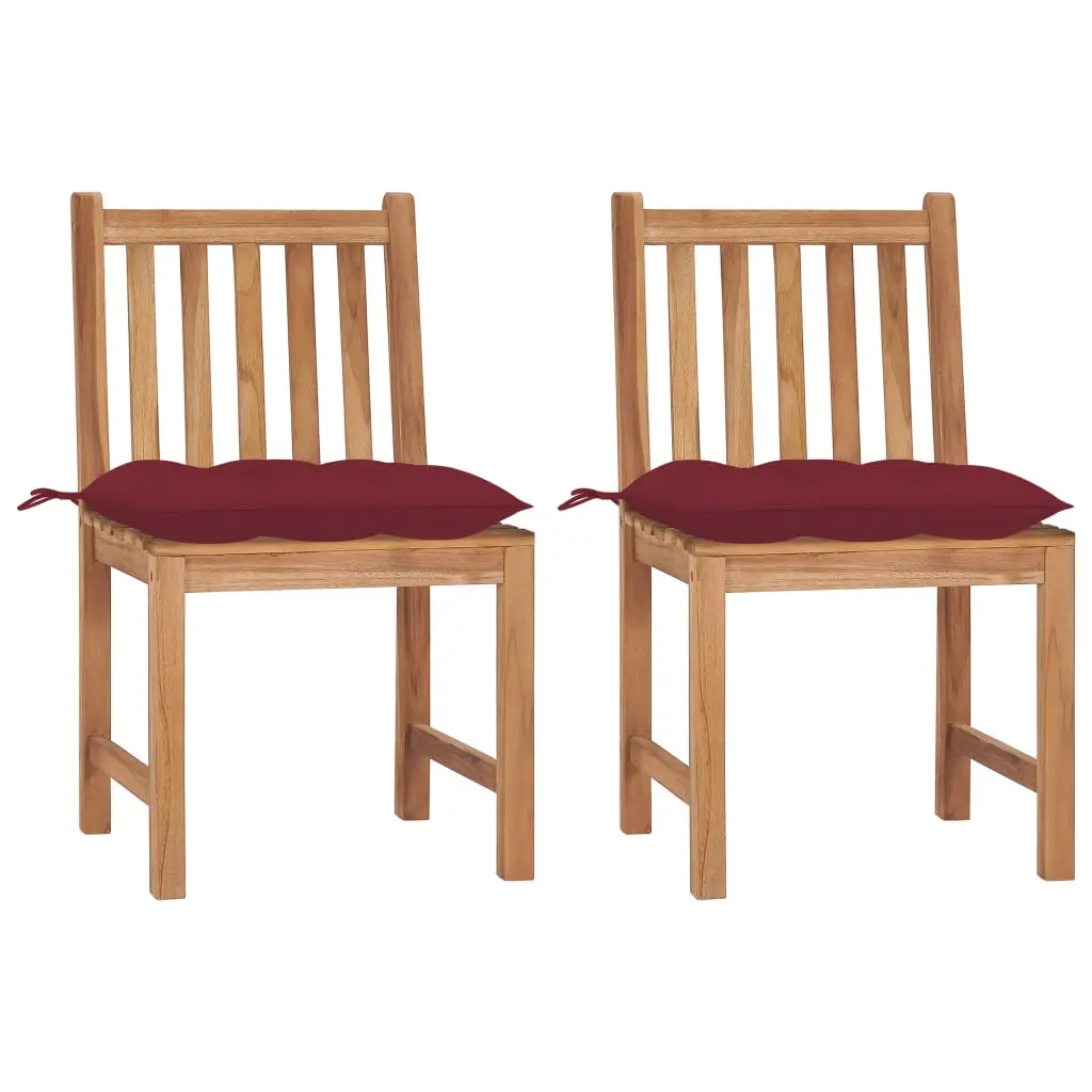 Ensemble de 2 Chaises de Jardin en Bois de Teck avec Assise Confortable Bordeaux – ComfortXL Outdoor Living