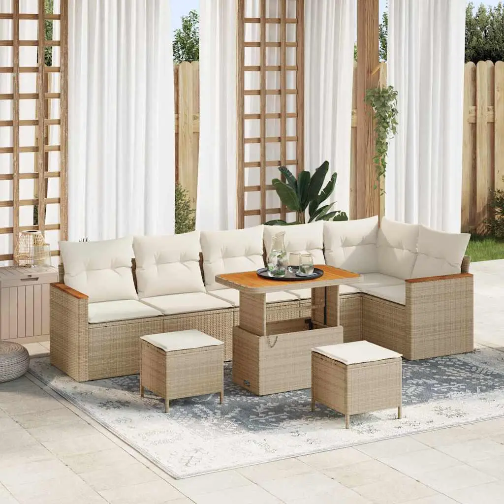 Ensemble de canapé de jardin avec coussin Beige Poly rotin vidaXL 3365016