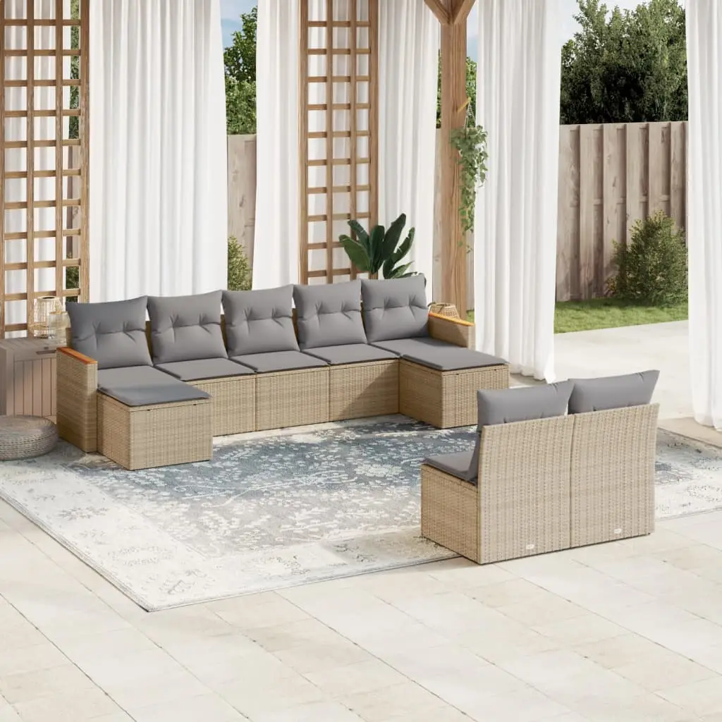 Ensemble de jardin modulable 9 pièces avec repose-pieds et rangement coloris Beige – ComfortXL Outdoor Living