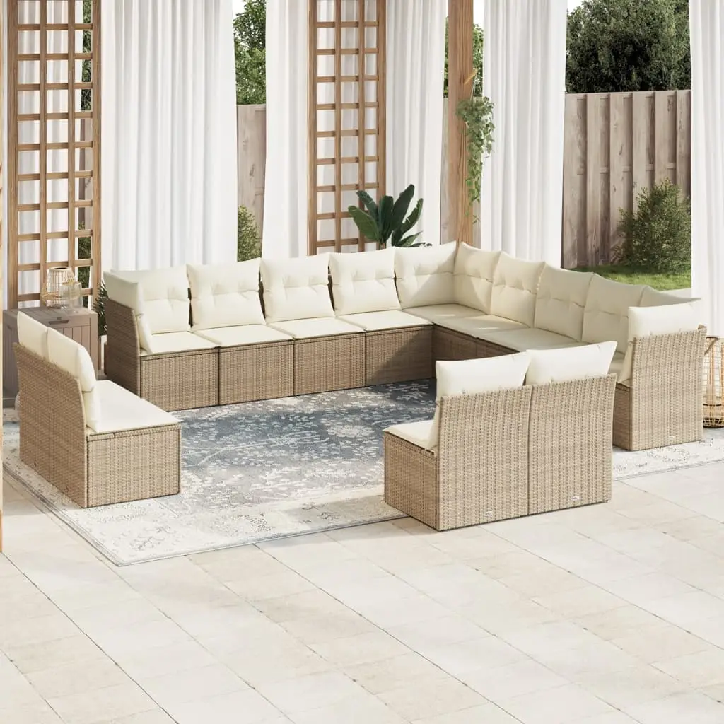 Ensemble de jardin détente 13 places résine tressée avec fauteuils et coffre de rangement Beige – ComfortXL Outdoor Living