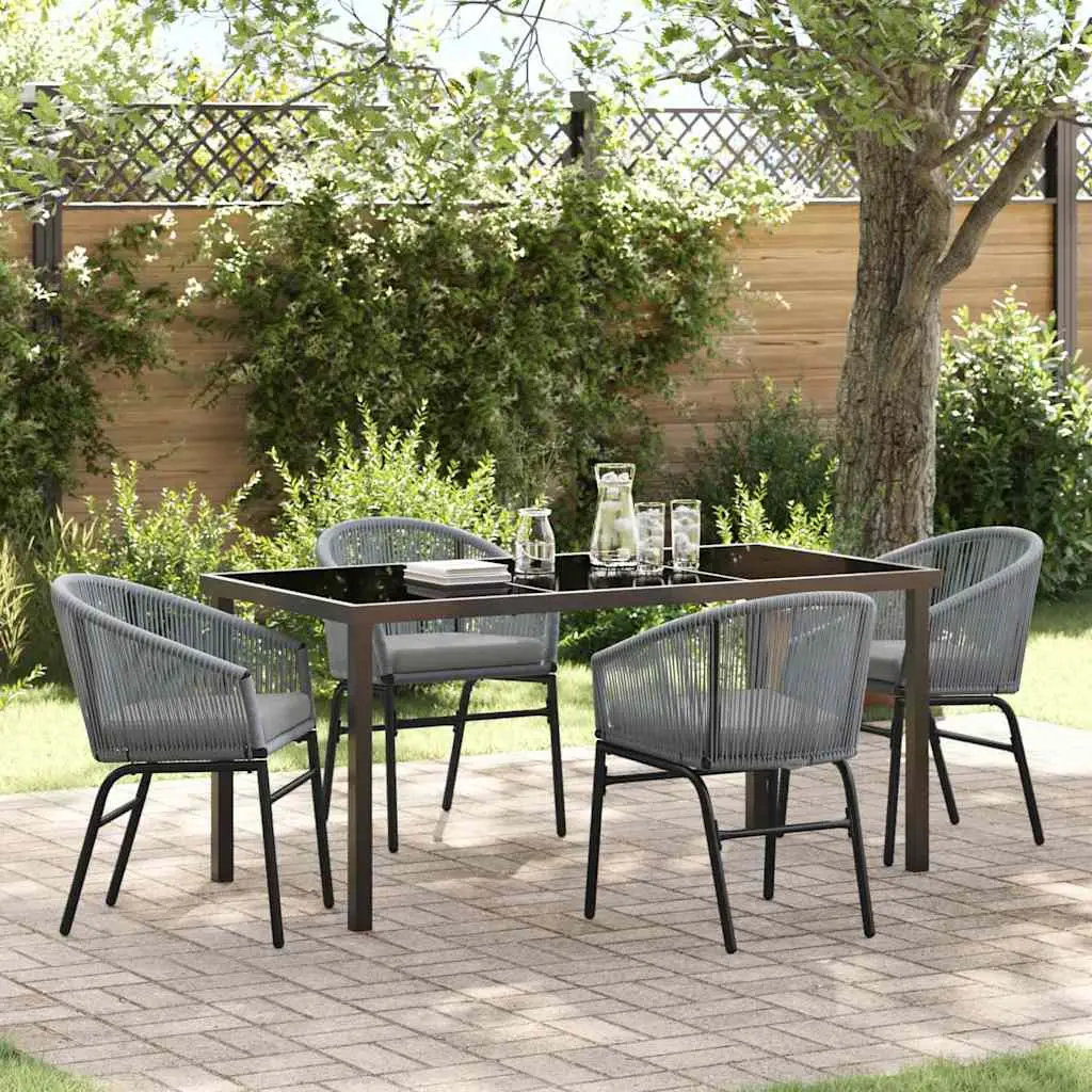 Ensemble de Repas Extérieur 4 Personnes avec Coussins Imperméables Gris – ComfortXL Outdoor Living
