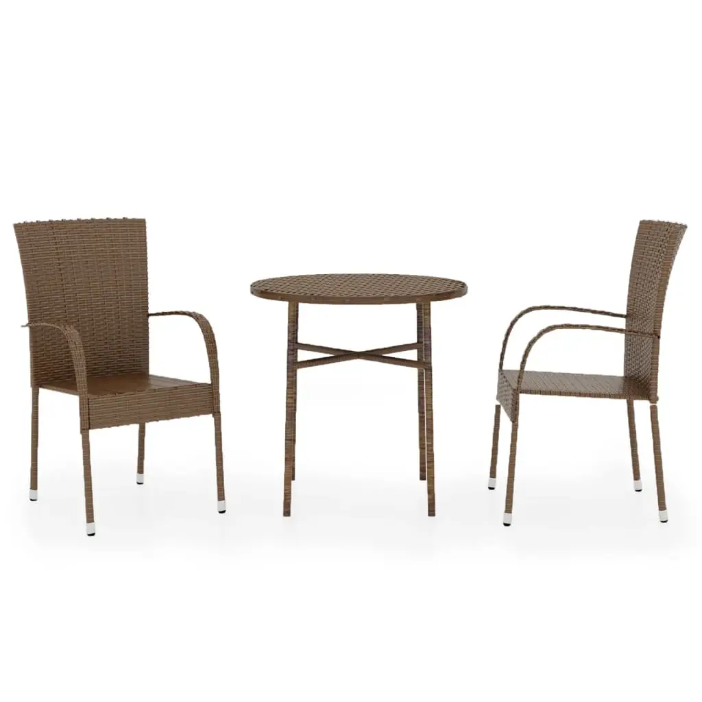 Ensemble de 3 pcs table de jardin avec chaises – mobilier de jardin Résine tressée Marron-JU2457