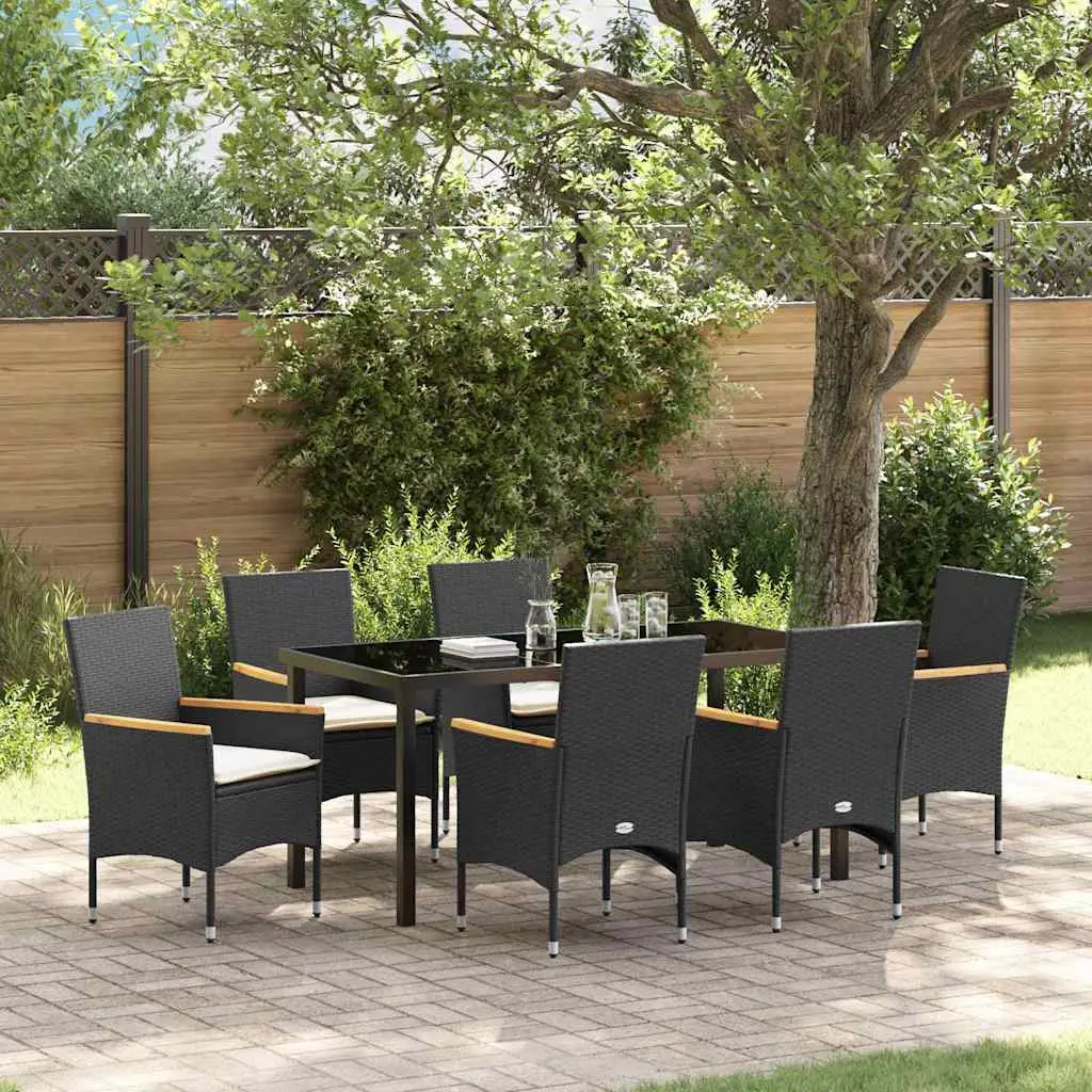 Ensemble de salle à manger pour jardin 7 pcs Noir polyrotin vidaXL 3379846