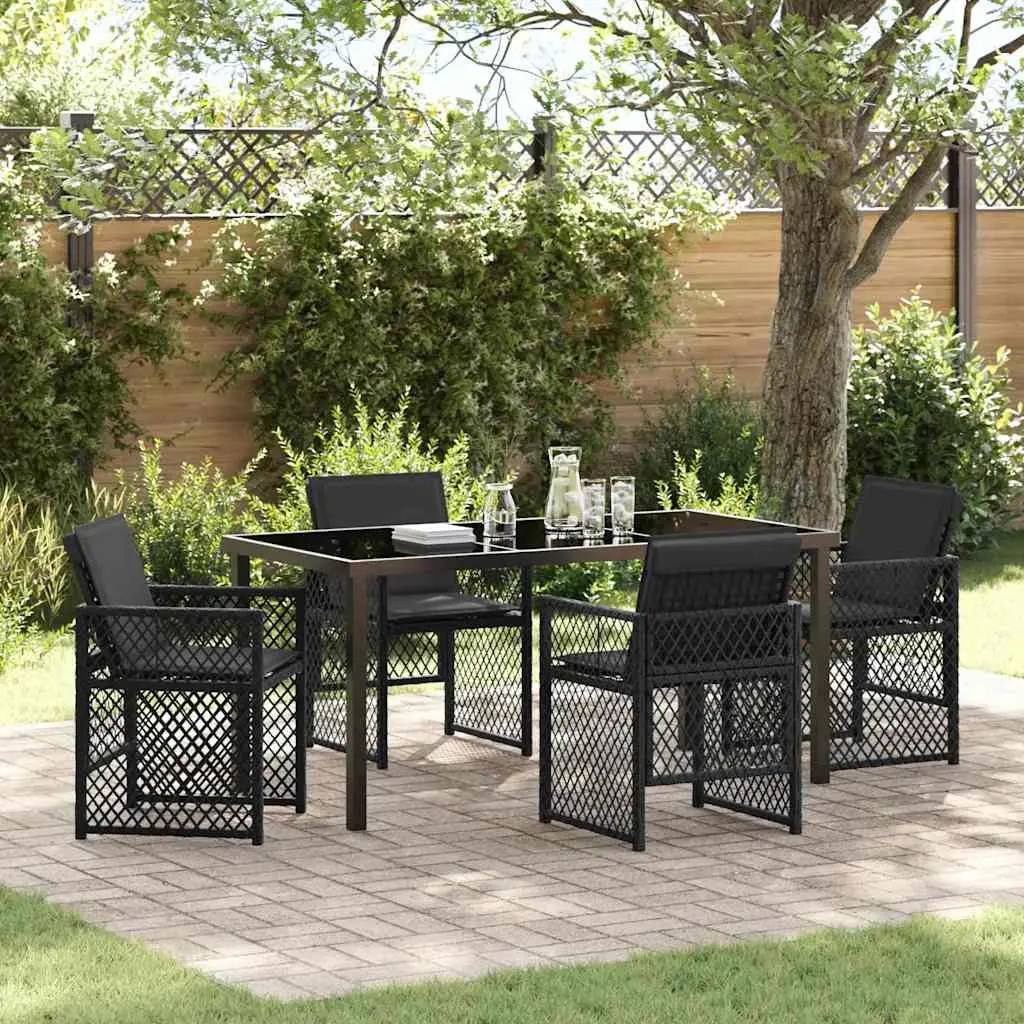 Ensemble de salle à manger pour jardin 5 pcs Noir polyrotin vidaXL 3380623