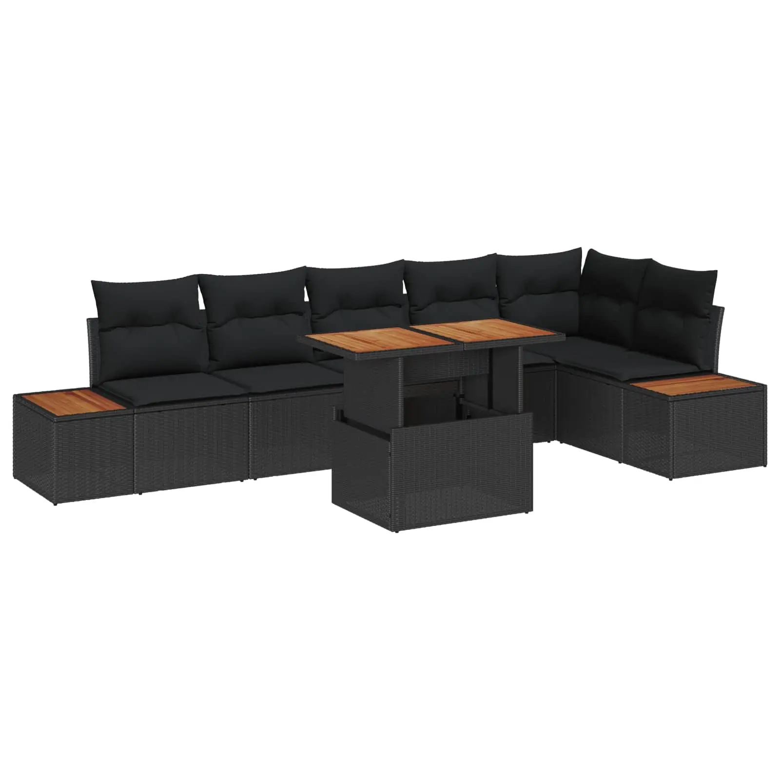 Ensemble de salle à manger pour jardin 7 pcs Noir et Marron vidaXL 3350075