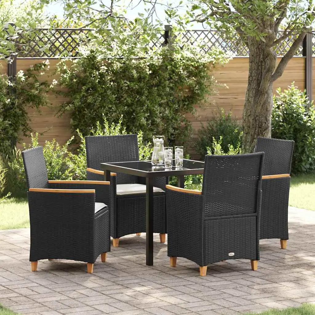 Ensemble de salle à manger pour jardin 5 pcs Noir polyrotin vidaXL 3381087