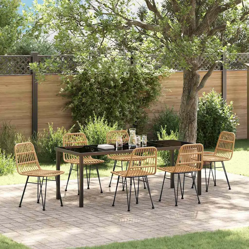 Ensemble de salle à manger pour jardin 7 pcs Marron vidaXL 3379196