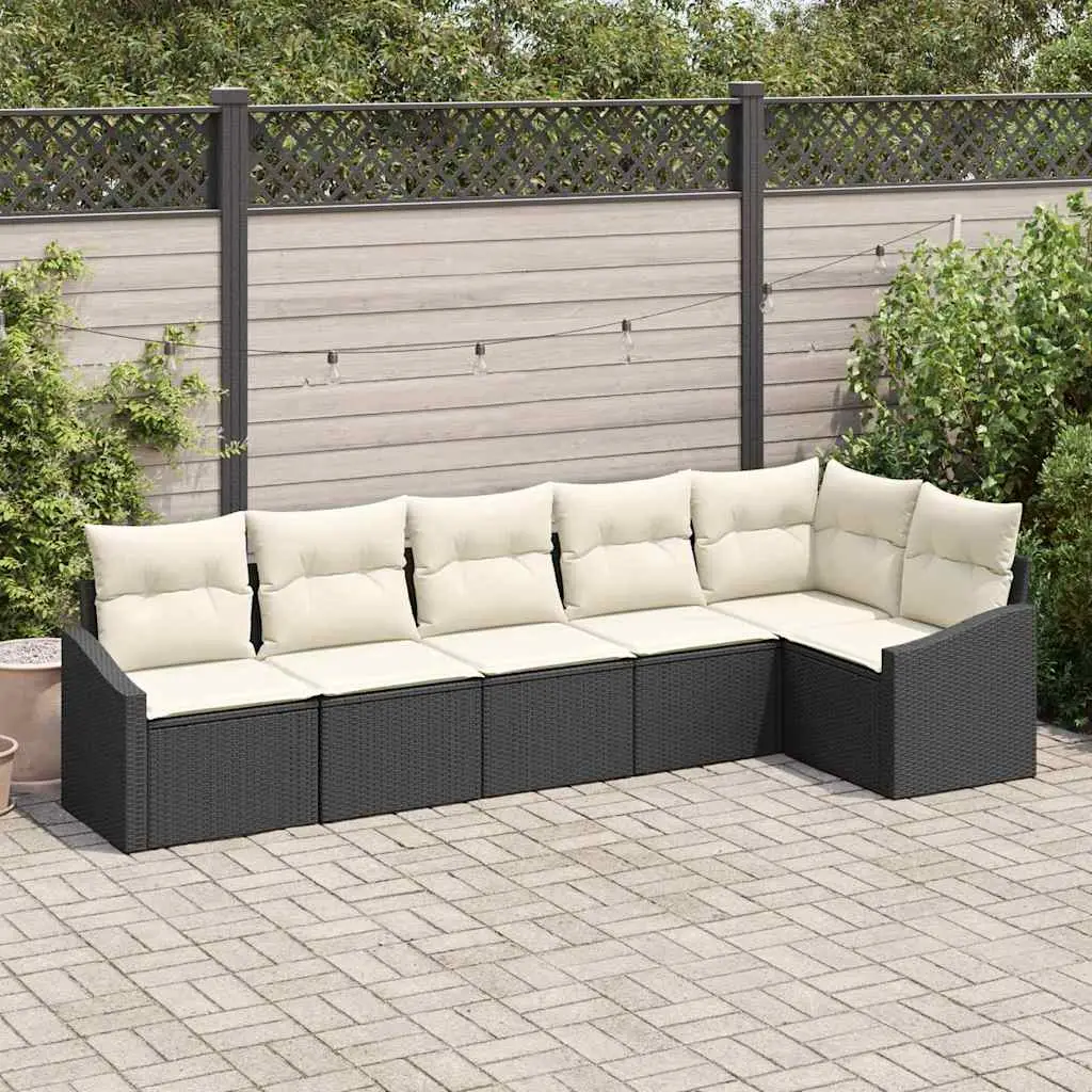 Ensemble de Canapés avec coussin 6 pcs Noir polyrotin vidaXL 3346737