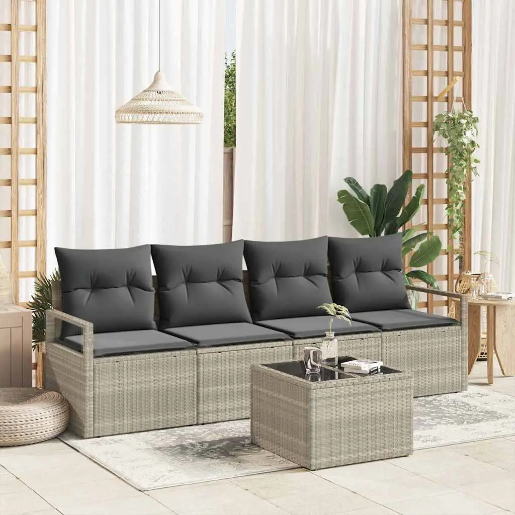 Ensemble de Canapés 5 pcs Gris clair et gris foncé polyrotin vidaXL 3346252