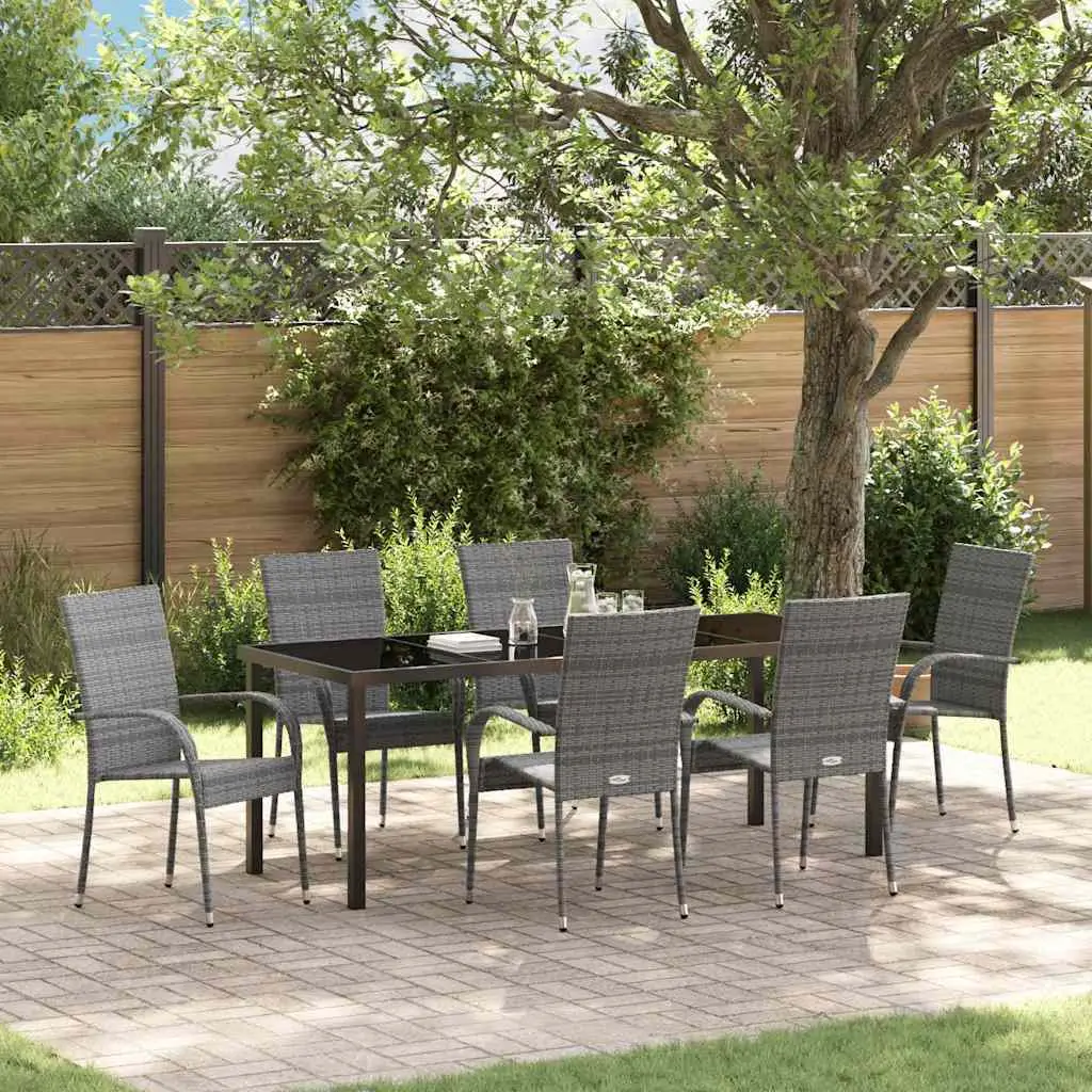 Ensemble de salle à manger pour jardin 7 pcs Gris vidaXL 3379413