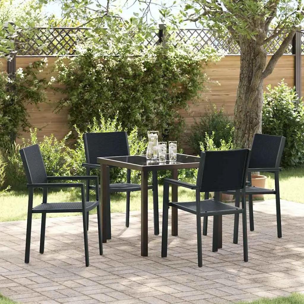 Ensemble de salle à manger pour jardin 5 pcs Noir vidaXL 3379150