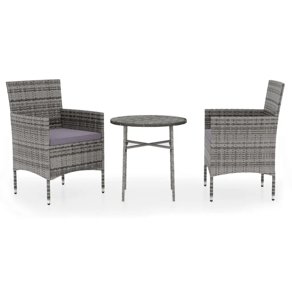 Ensemble de 3 pcs table de jardin avec chaises – mobilier de jardin Résine tressée Gris-JU2353