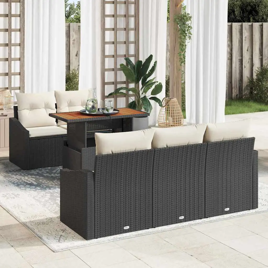 Ensemble de salle à manger pour jardin 6 pcs Noir et Crème vidaXL 3349774 Noir et crème