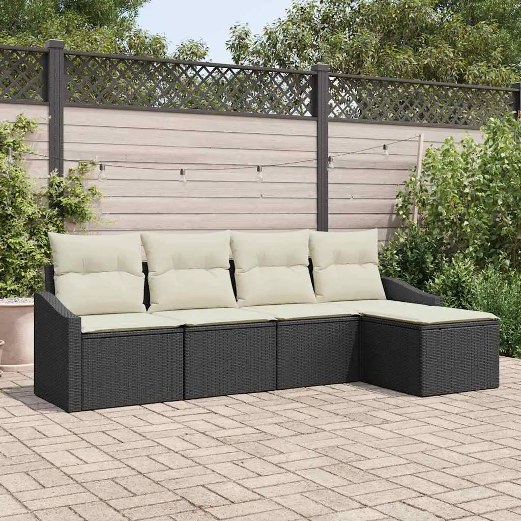 Ensemble de Canapés avec coussin 5 pcs Noir polyrotin vidaXL 3346677