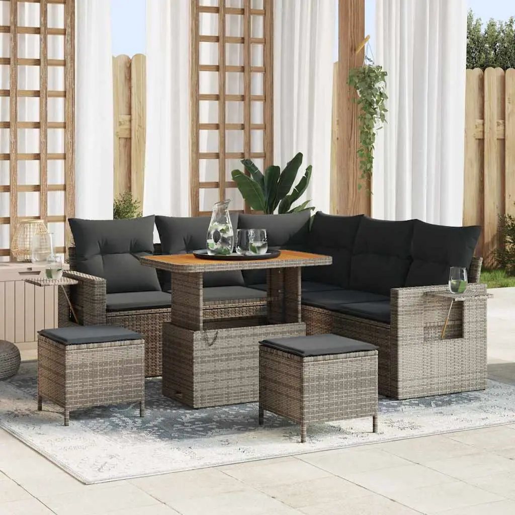 Ensemble de canapé de jardin avec coussin 9 pcs Gris polyrotin vidaXL 3363698