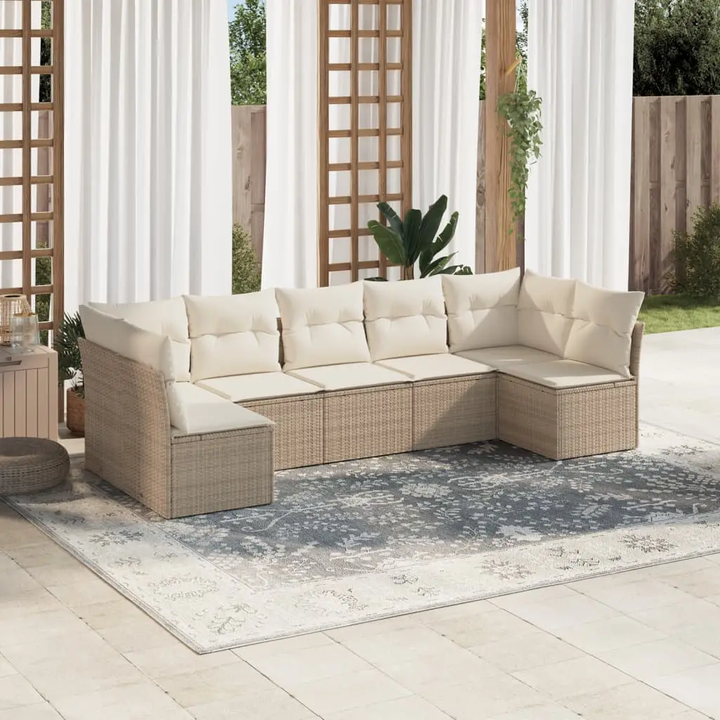 Ensemble Canapés de Jardin 7 Pièces en Résine Tressée pour Extérieur Beige – ComfortXL Outdoor Living