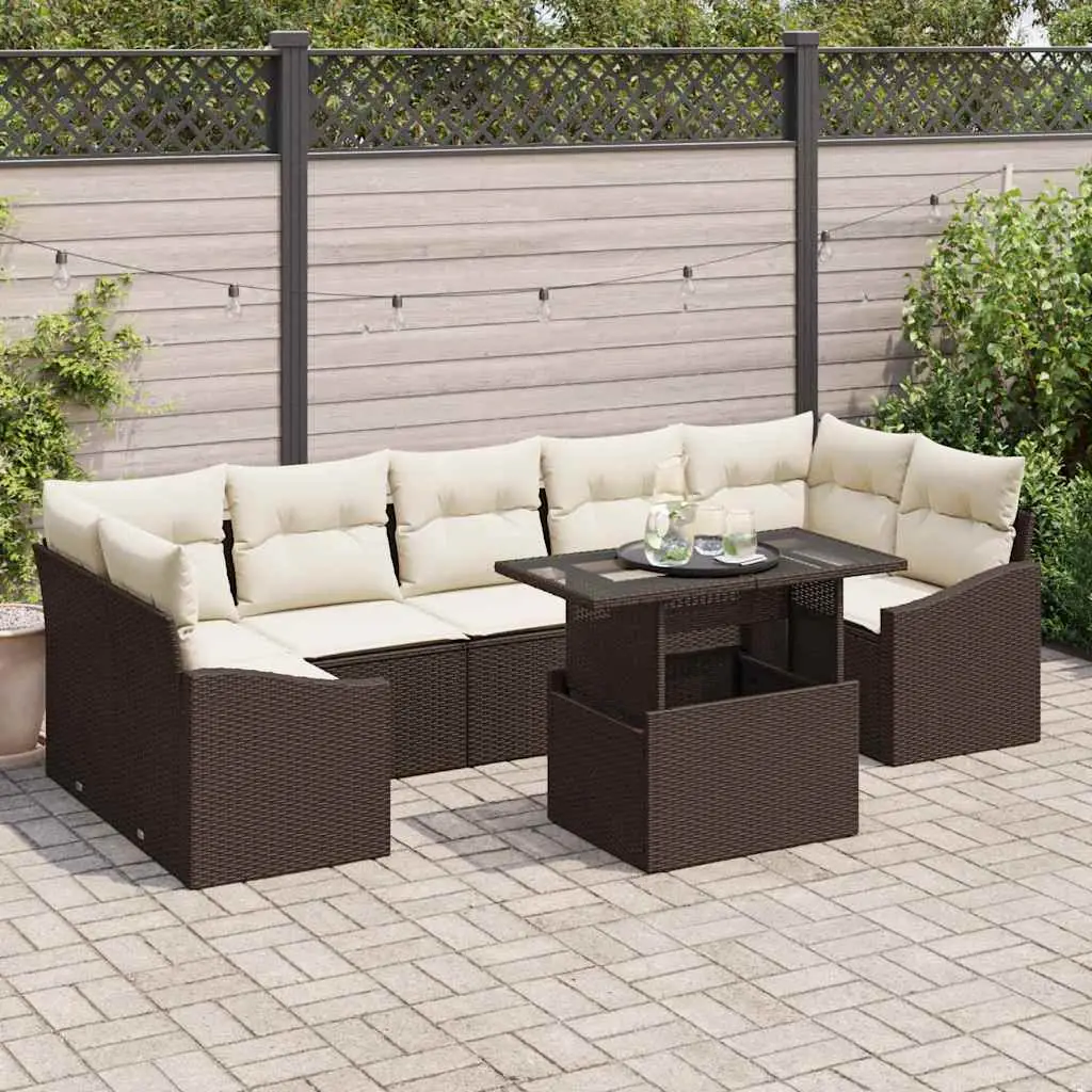 Ensemble d’Angle Extérieur 8 Pièces Marron et Crème Convivial pour Grands Rassemblements Familiaux – ComfortXL Outdoor Living