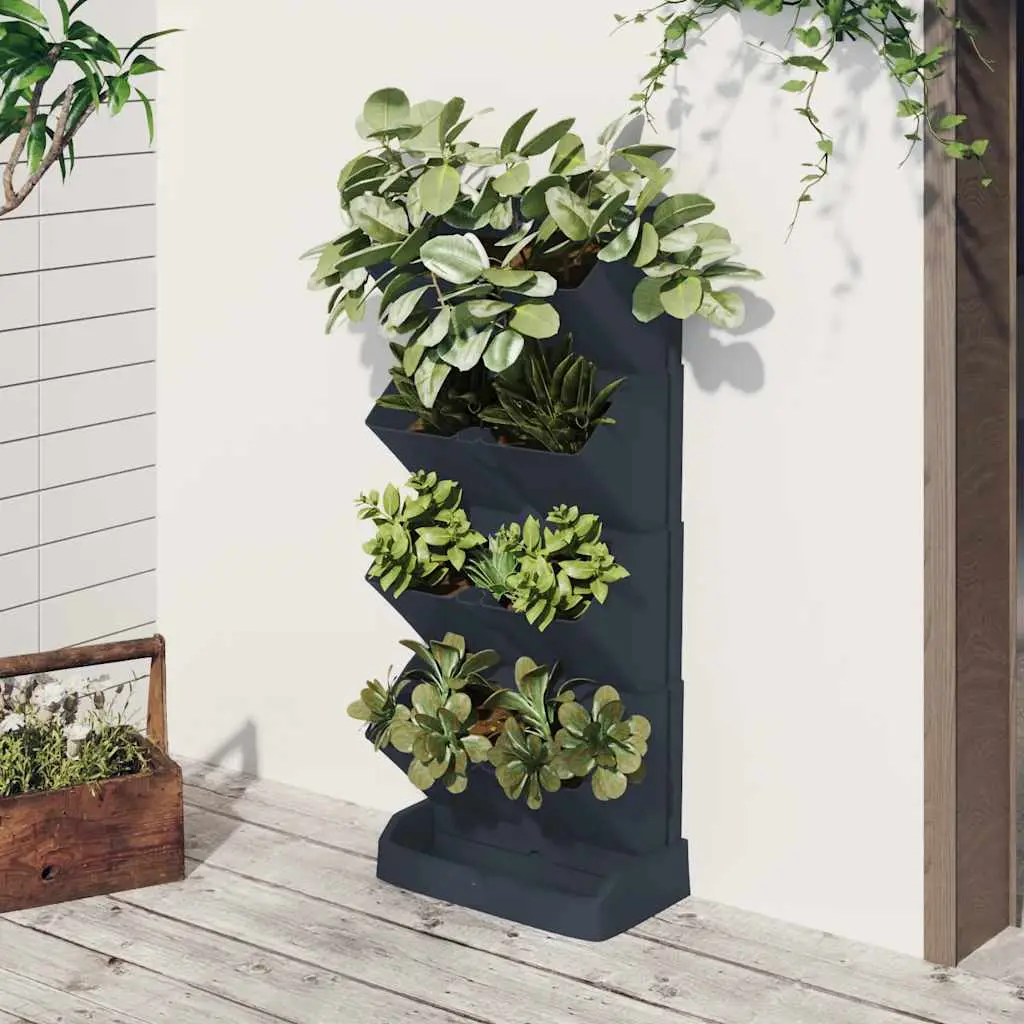 Ensemble de jardinières verticales 4 pcs Anthracite PP 19.5 x 11 x 47.5 cm – PANGIVO