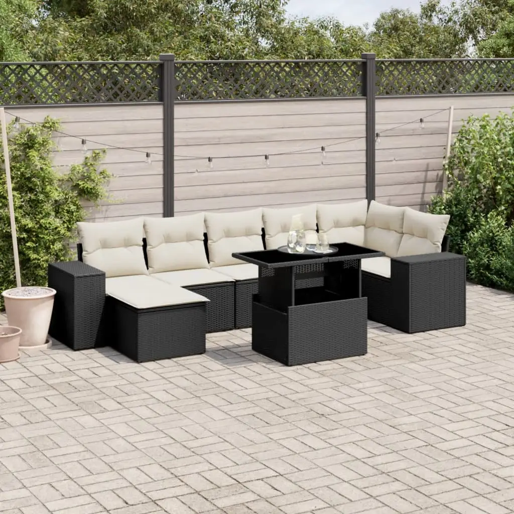Ensemble de jardin 8 pcs avec repose-pied et table ajustable résine noir – ComfortXL Outdoor Living