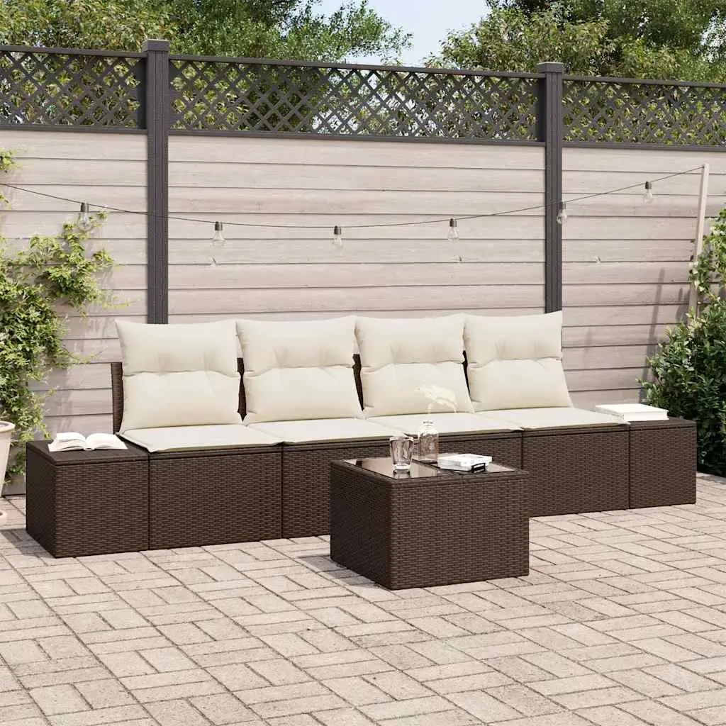 Ensemble de Canapés 5 pcs Marron et Crème polyrotin vidaXL 3346928