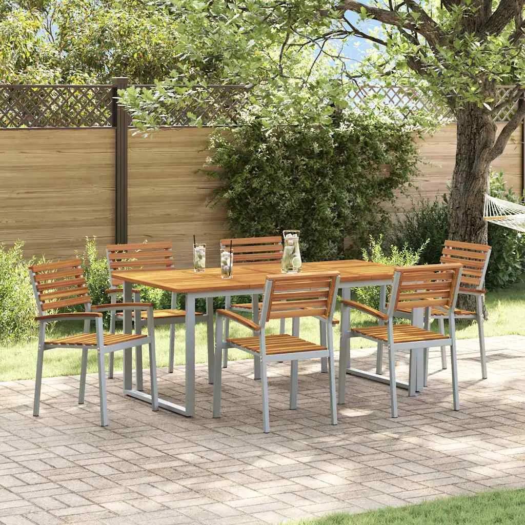 Ensemble de salle à manger pour jardin 7 pcs Gris vidaXL 3284348