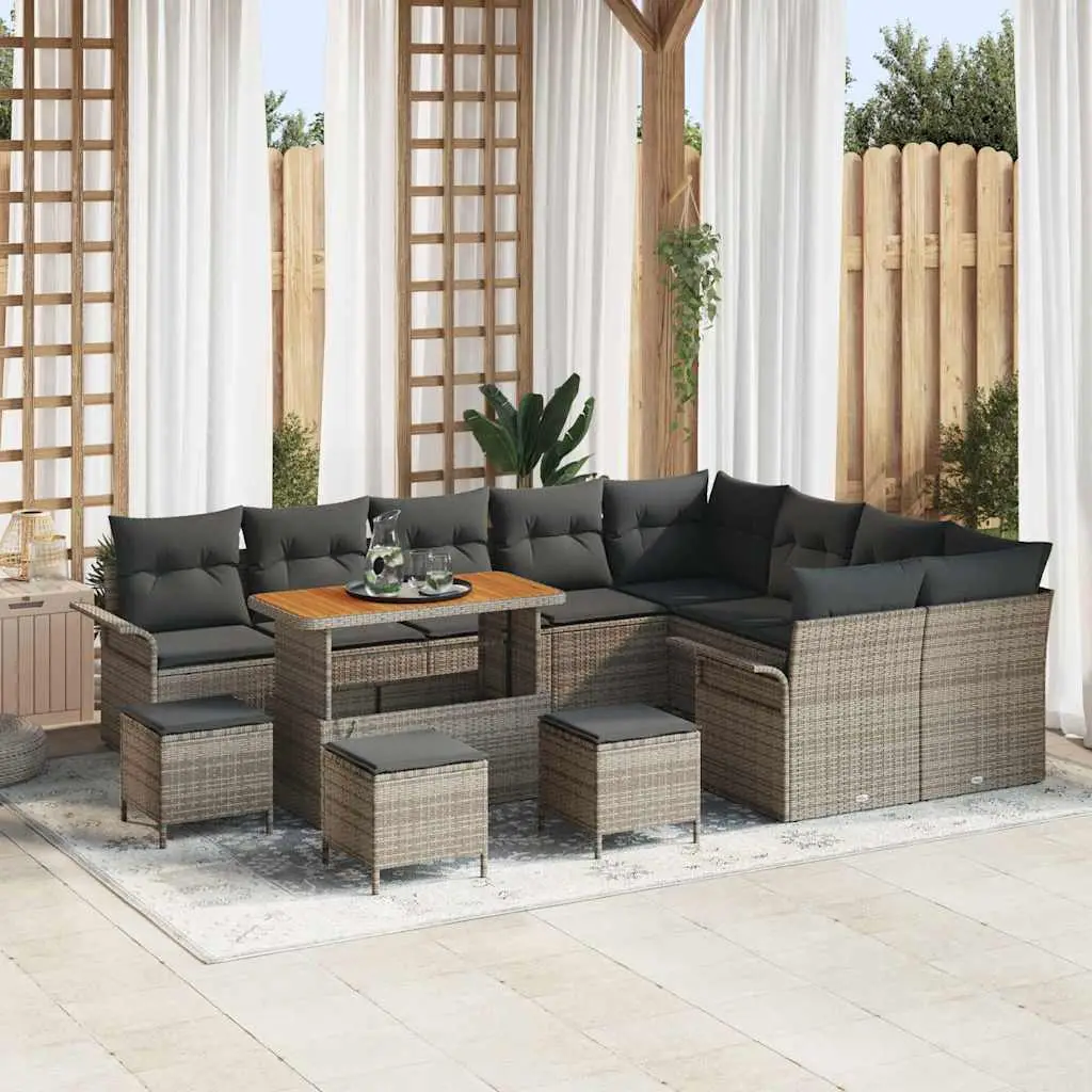 Ensemble Canapé Jardin 13 pcs Résine Tressée Robuste pour Espace Détente Gris – ComfortXL Outdoor Living