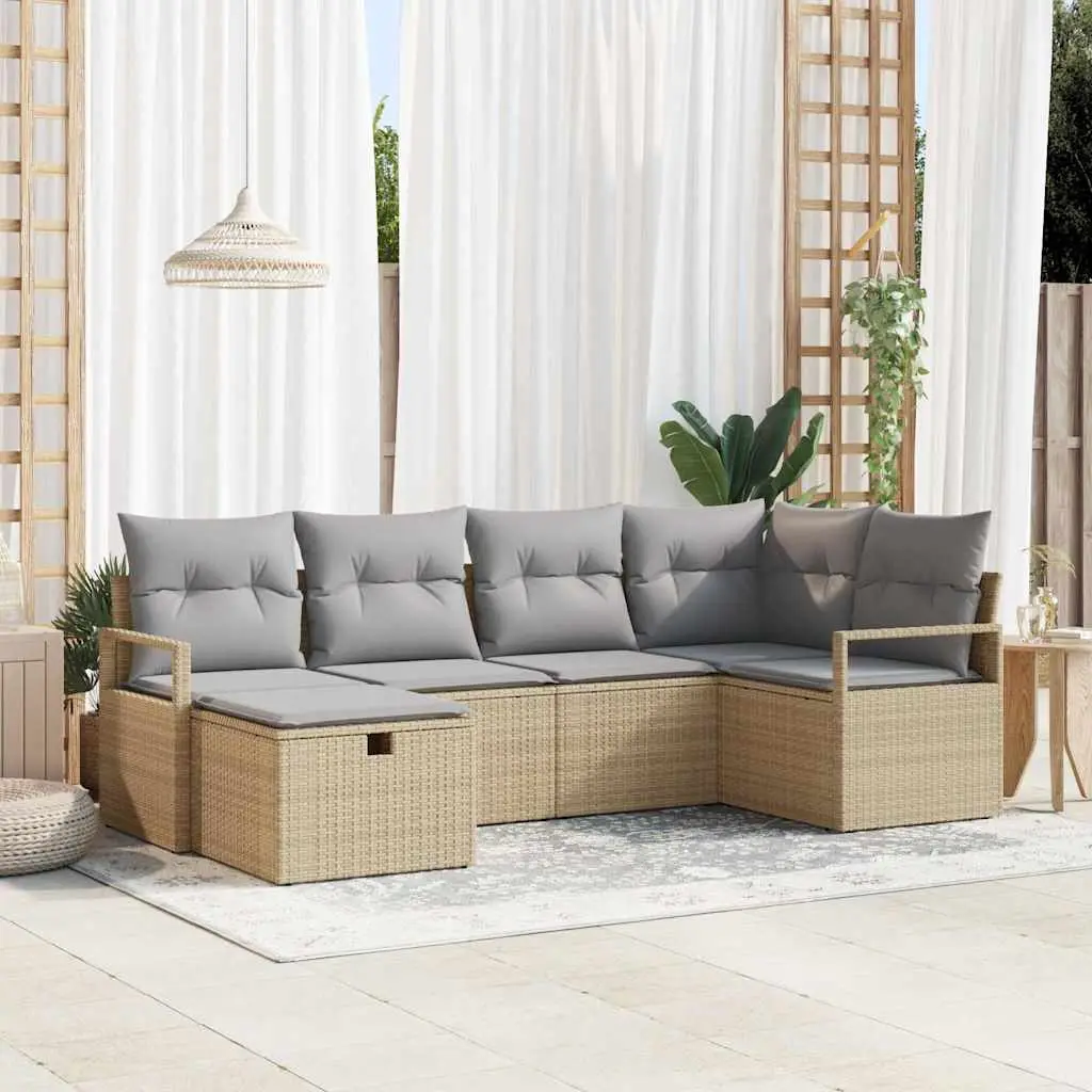 Ensemble de Canapés 6 pcs Beige et Gris clair polyrotin vidaXL 3359179 Beige