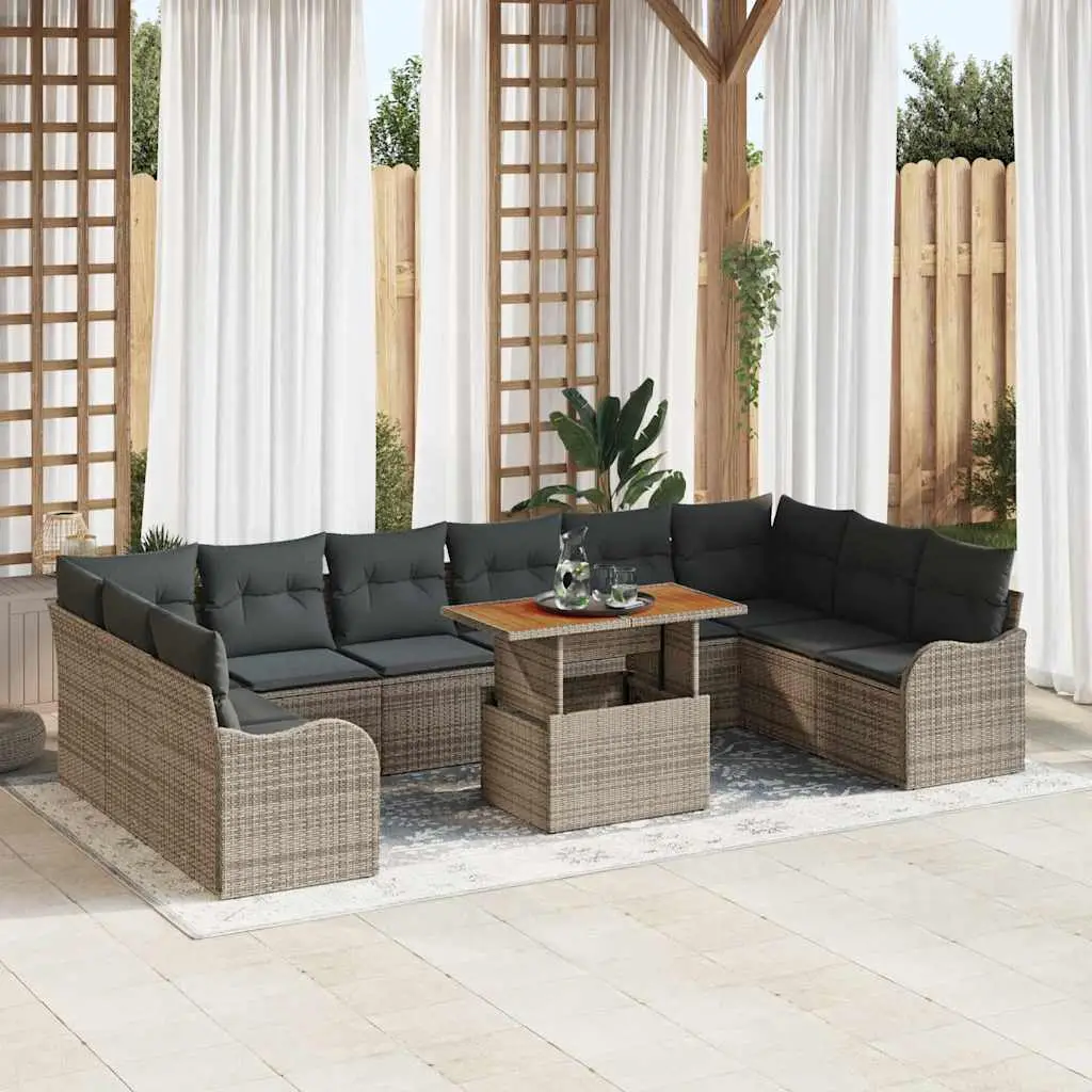 Ensemble canapé de jardin Polyrotin avec Rangement 10 places Gris – ComfortXL Outdoor Living