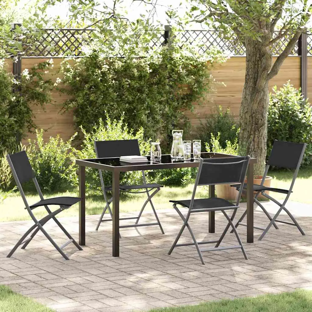 Ensemble de salle à manger pour jardin 5 pcs Noir vidaXL 3379375