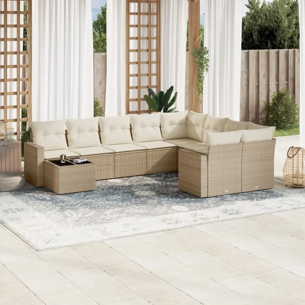 Ensemble canapé de jardin 9 places Beige avec table et rangement en poly rotin modulable – ComfortXL Outdoor Living