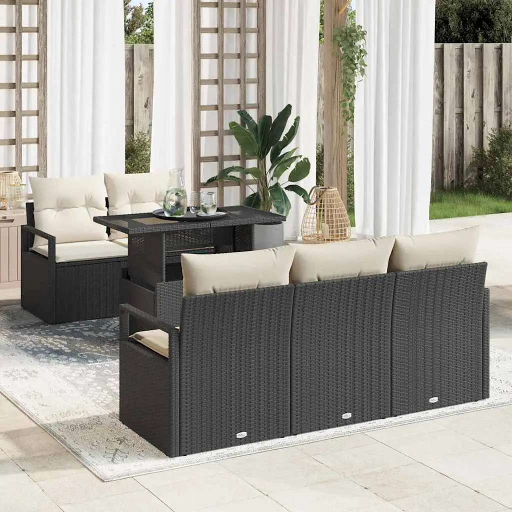 Ensemble de canapé de jardin avec stockage 6 pcs Noir polyrotin vidaXL 3348733