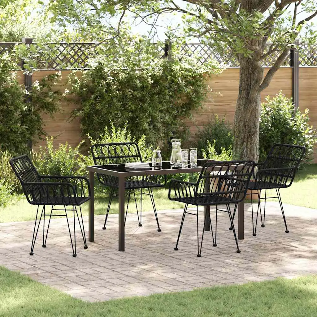 Ensemble de salle à manger pour jardin 5 pcs Noir vidaXL 3379186