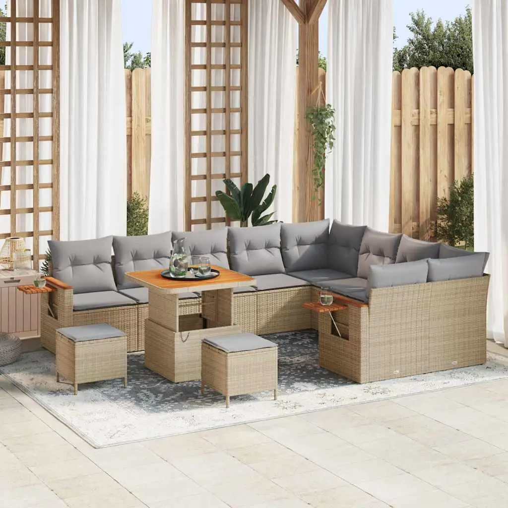 Ensemble Canapé Extérieur Polyrotin et Acacia avec Rangement Pratique Beige – ComfortXL Outdoor Living