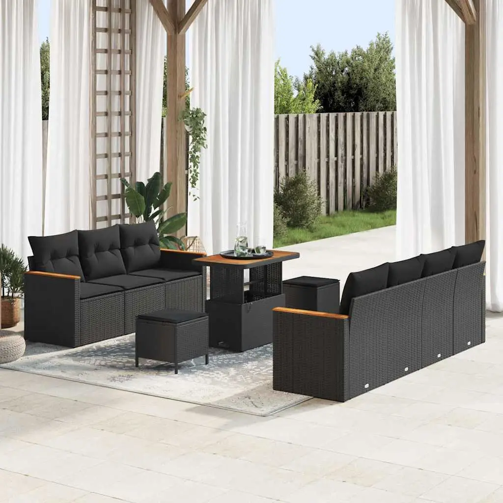 Ensemble Canapé de Jardin 9 Places Polyrotin Pour Terrasse et Balcon Noir – ComfortXL Outdoor Living