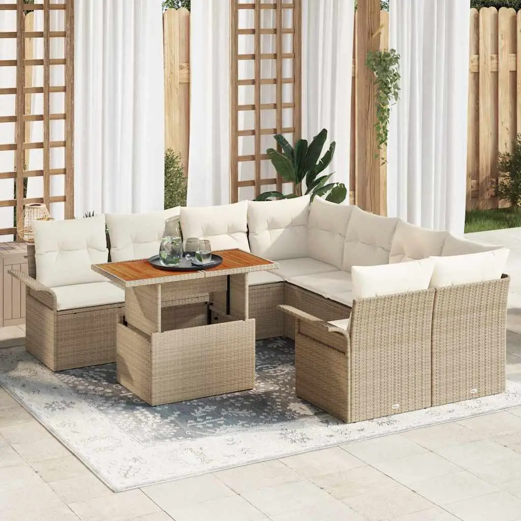Ensemble de canapé de jardin avec coussin beige et crème vidaXL 3349315