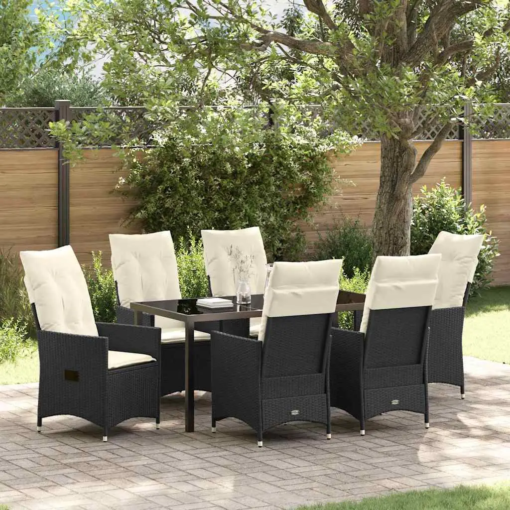 Ensemble de salle à manger pour jardin 7 pcs Noir polyrotin vidaXL 3379538