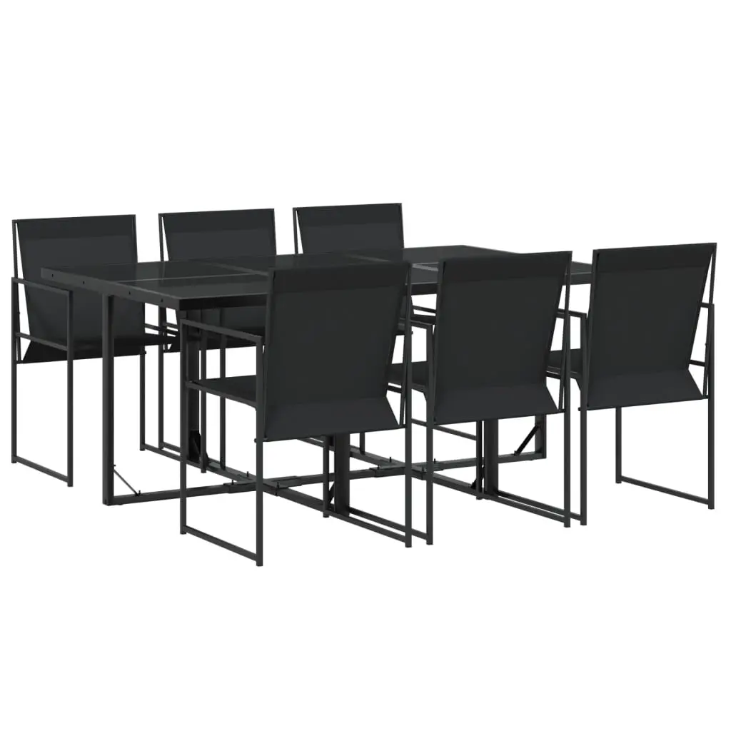 Ensemble de 7 pcs table de jardin avec chaises – mobilier de jardin noir textilène
