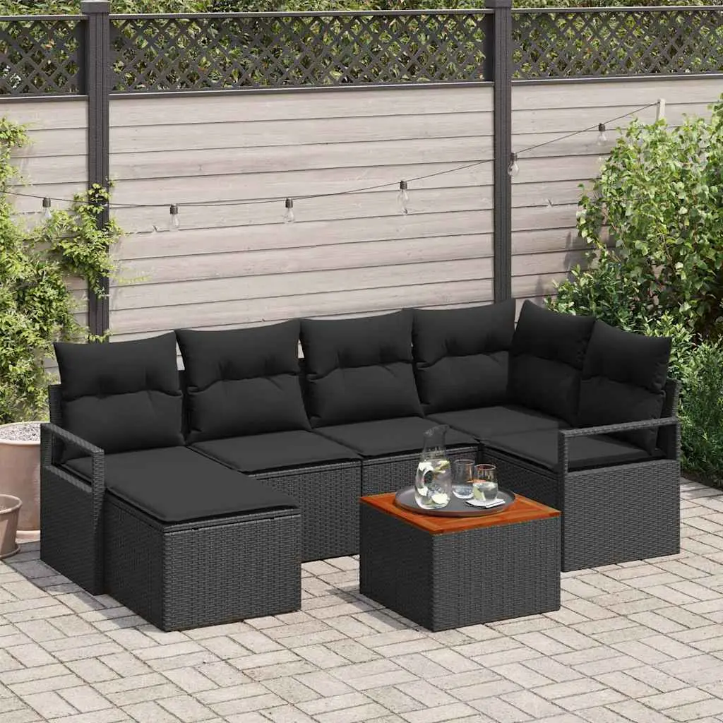 Ensemble de canapé de jardin avec stockage 7 pcs Noir polyrotin vidaXL 3356399