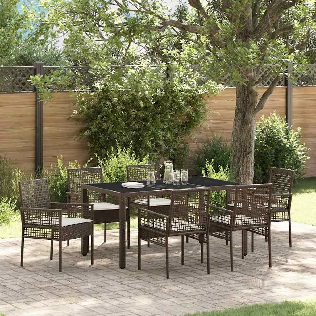 Ensemble de salle à manger pour jardin 7 pcs Marron polyrotin vidaXL 3334866