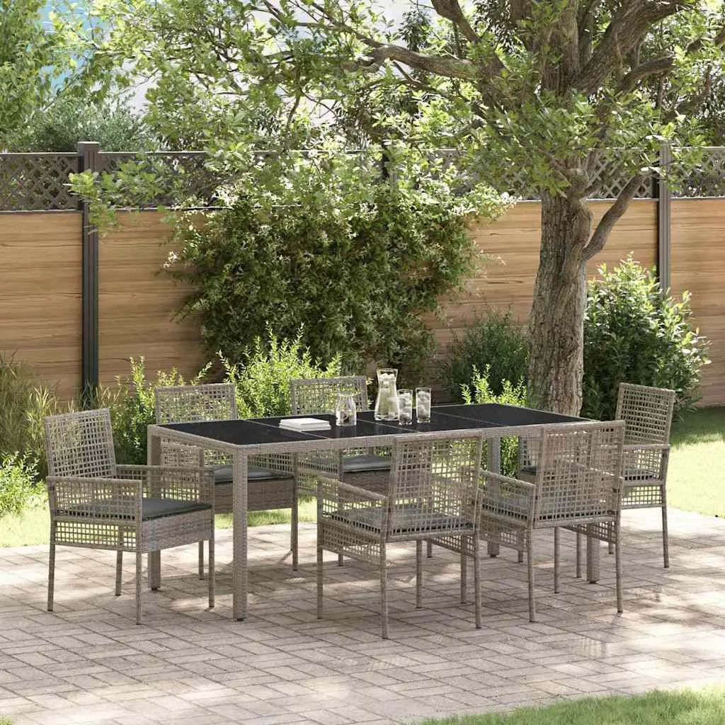 Ensemble de salle à manger pour jardin 7 pcs Gris polyrotin vidaXL 3334875