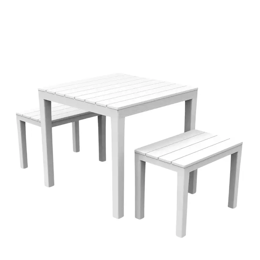 Ensemble de jardin extérieur avec table et bancs Bloody Mary|Blanc