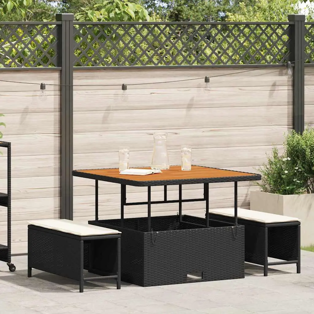 Ensemble de repas pour balcon 4 pcs en résine tressée table haute Noir – ComfortXL Outdoor Living
