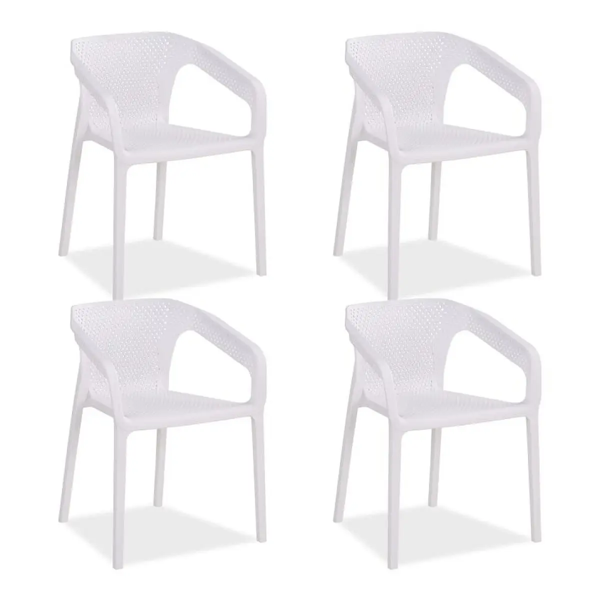 Ensemble de 4 chaises de jardin blanches élégantes et pratiques