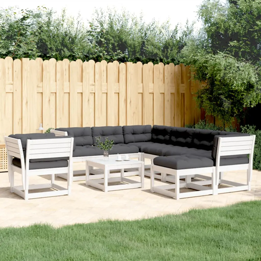 Ensemble canapé de jardin 8 places Bois de pin blanc avec Coussins épais pour Famille Jardin – ComfortXL Outdoor Living