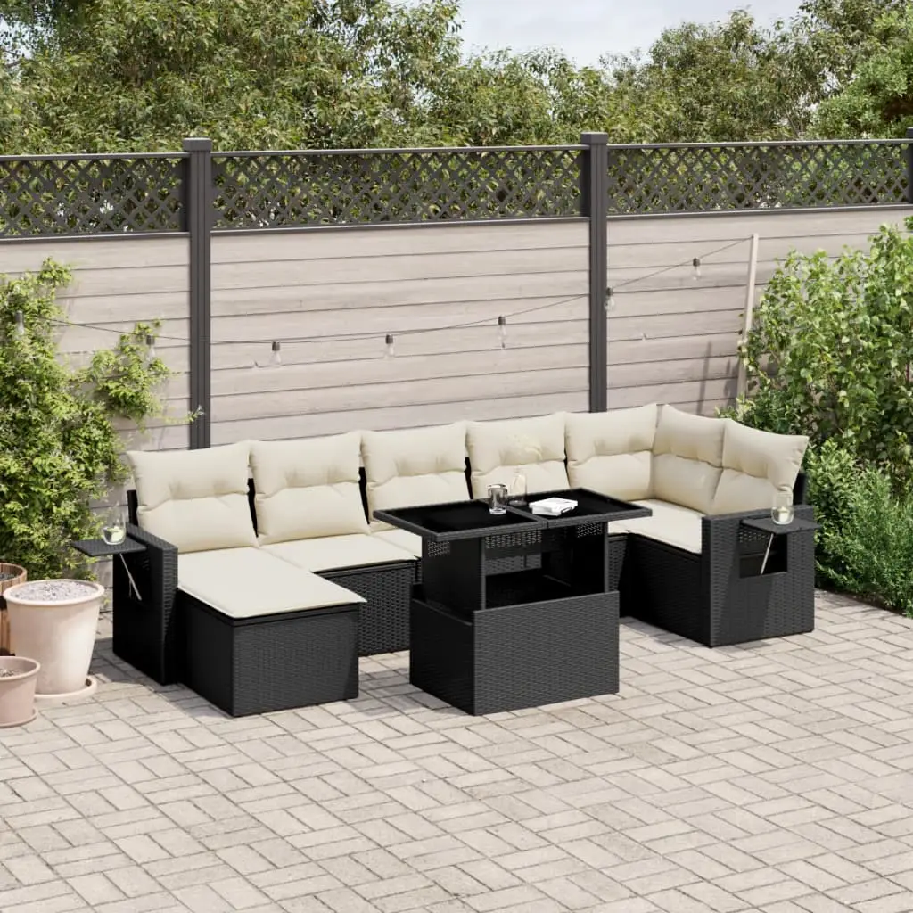 Ensemble de jardin 8 pcs résine tressée modulable et table relevable Noir – ComfortXL Outdoor Living