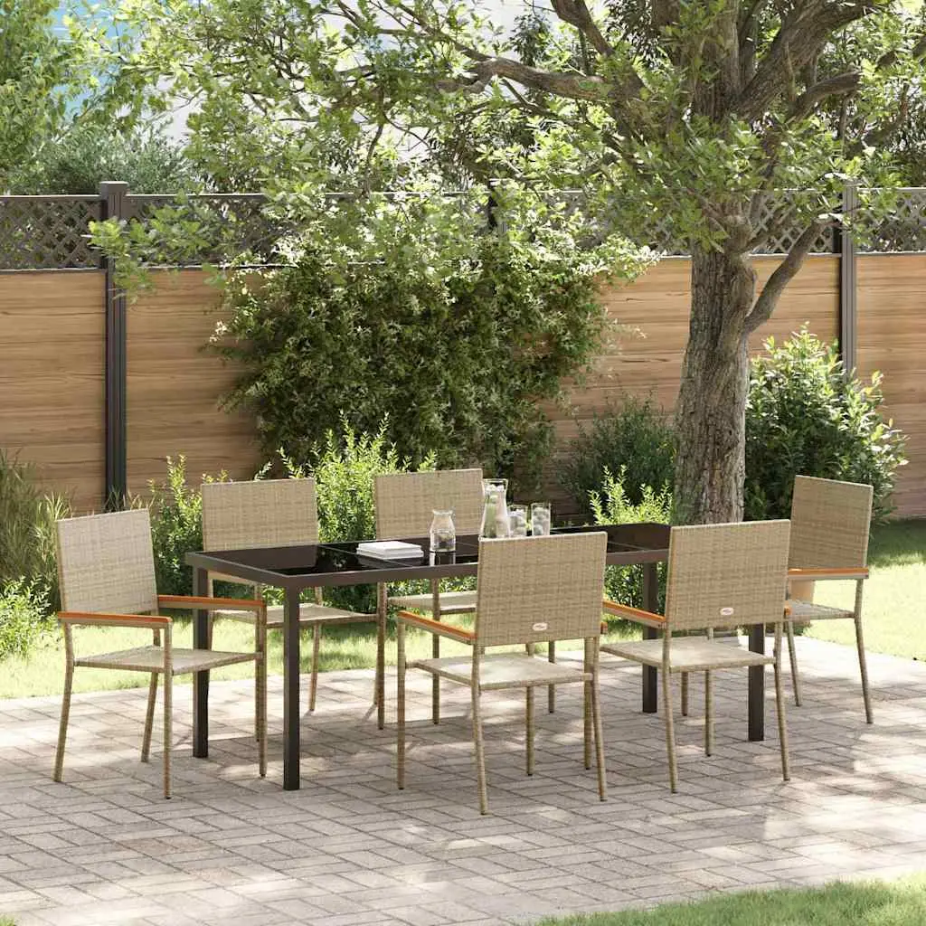 Ensemble de salle à manger pour jardin 7 pcs Beige polyrotin vidaXL 3379721 Beige