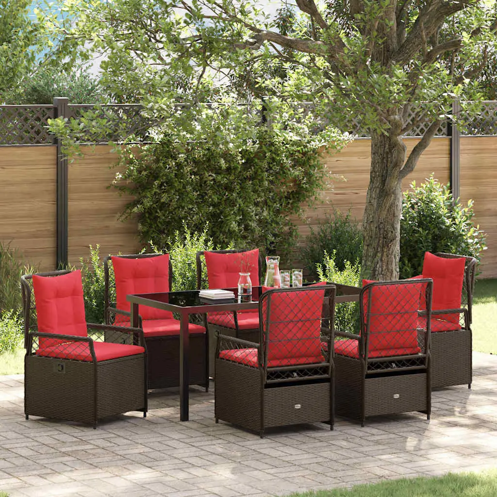 Ensemble de salle à manger pour jardin 7 pcs Marron polyrotin vidaXL 3381048
